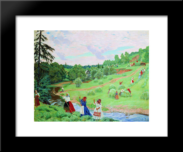 Haymaking 20x24 Black Modern Wood Framed Art Print Poster by Kustodiev, Boris