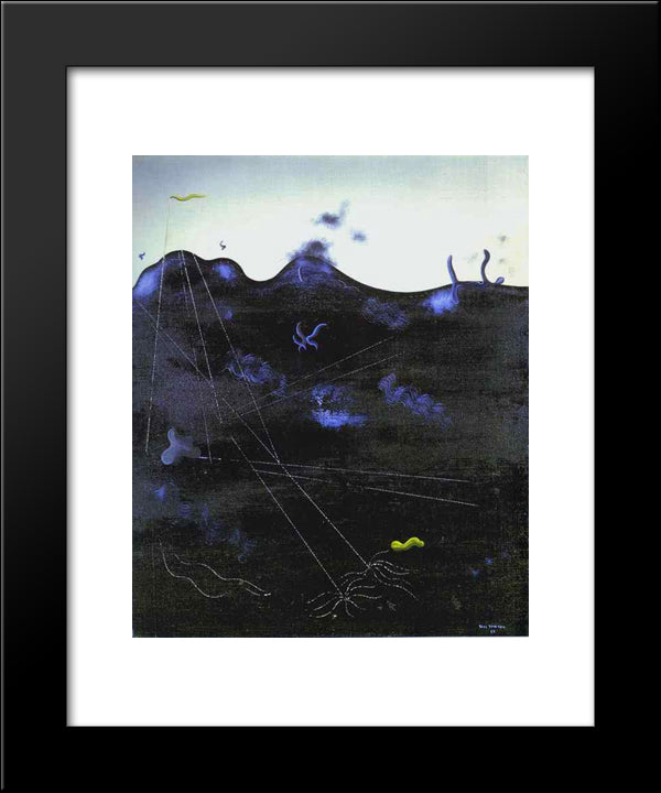 Blue Bed 20x24 Black Modern Wood Framed Art Print Poster by Tanguy, Yves