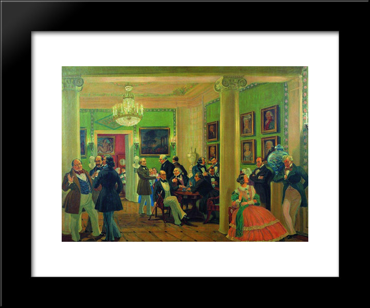 In The Living Room In Moscow In 1840'S 20x24 Black Modern Wood Framed Art Print Poster by Kustodiev, Boris