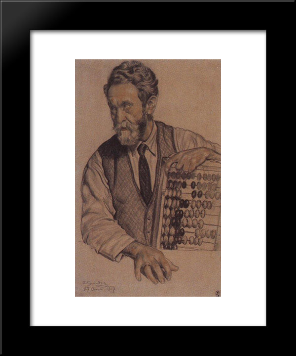 Man With Accounts (V.A. Kastalsky) 20x24 Black Modern Wood Framed Art Print Poster by Kustodiev, Boris