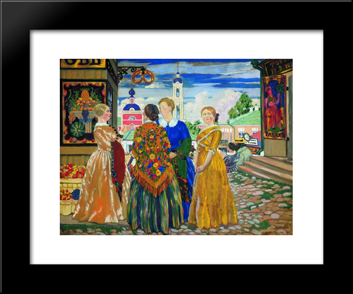Merchant Wives 20x24 Black Modern Wood Framed Art Print Poster by Kustodiev, Boris