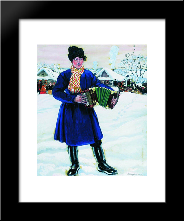 Pancake Tuesday In A Village. Maslenitsa 20x24 Black Modern Wood Framed Art Print Poster by Kustodiev, Boris