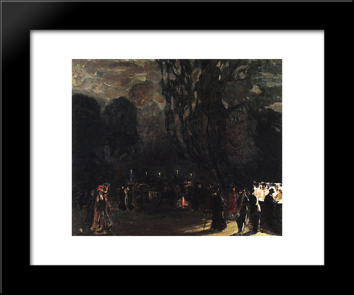 Paris At Night 20x24 Black Modern Wood Framed Art Print Poster by Kustodiev, Boris