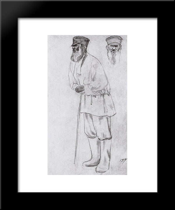 Peasant 20x24 Black Modern Wood Framed Art Print Poster by Kustodiev, Boris