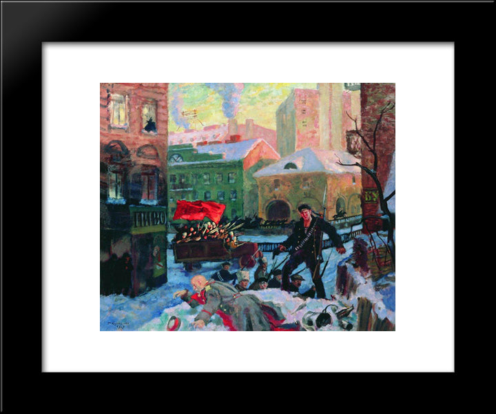 Petrograd On February 20x24 Black Modern Wood Framed Art Print Poster by Kustodiev, Boris