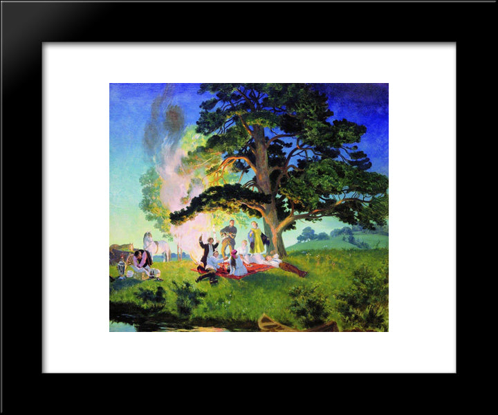 Picnic 20x24 Black Modern Wood Framed Art Print Poster by Kustodiev, Boris