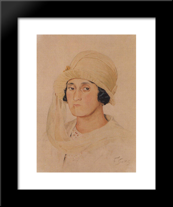 Portrait Of A.K. Kashparova 20x24 Black Modern Wood Framed Art Print Poster by Kustodiev, Boris