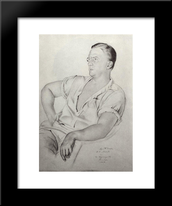 Portrait Of A.K. Mineev 20x24 Black Modern Wood Framed Art Print Poster by Kustodiev, Boris