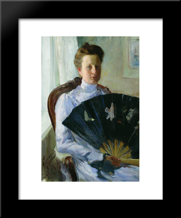 Portrait Of A.N. Protasova 20x24 Black Modern Wood Framed Art Print Poster by Kustodiev, Boris