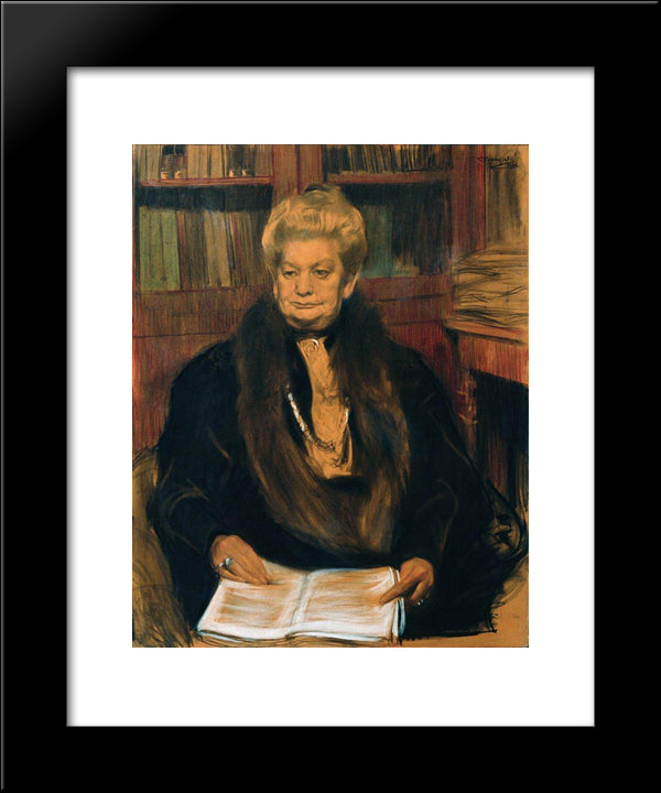 Portrait Of A Writer Alexandra Vasilevny Schwartz 20x24 Black Modern Wood Framed Art Print Poster by Kustodiev, Boris