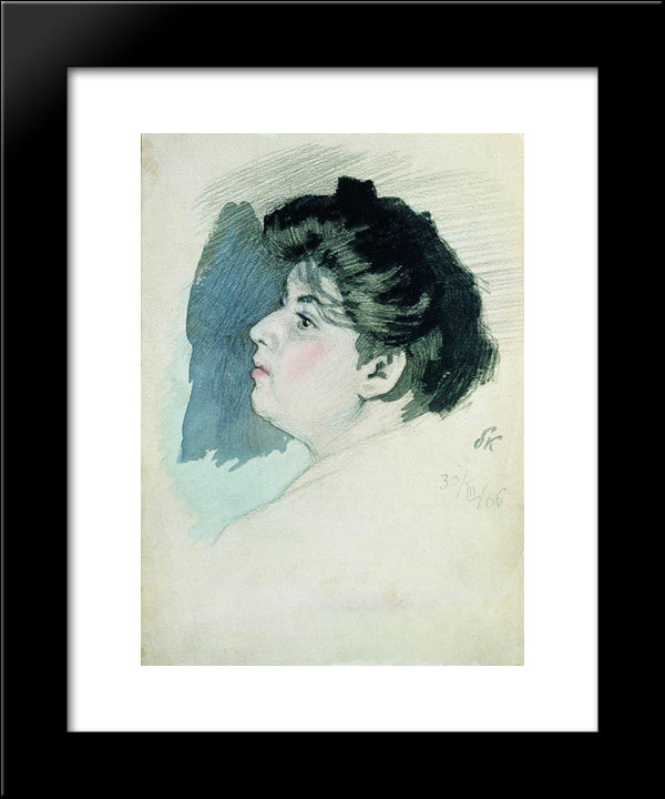 Portrait Of An Unknown Woman 20x24 Black Modern Wood Framed Art Print Poster by Kustodiev, Boris