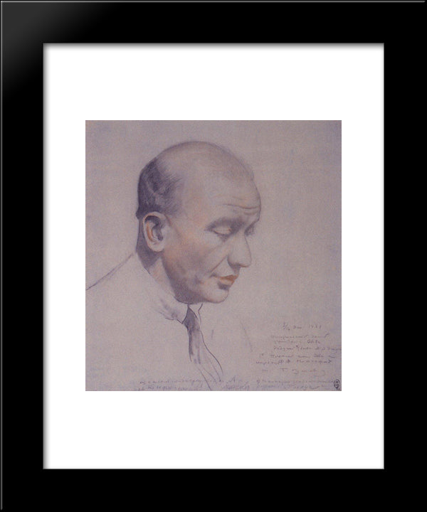 Portrait Of F.F. Notgaft 20x24 Black Modern Wood Framed Art Print Poster by Kustodiev, Boris