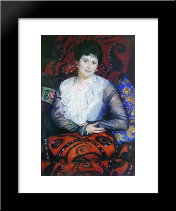 Portrait Of Lyubov Borgman 20x24 Black Modern Wood Framed Art Print Poster by Kustodiev, Boris