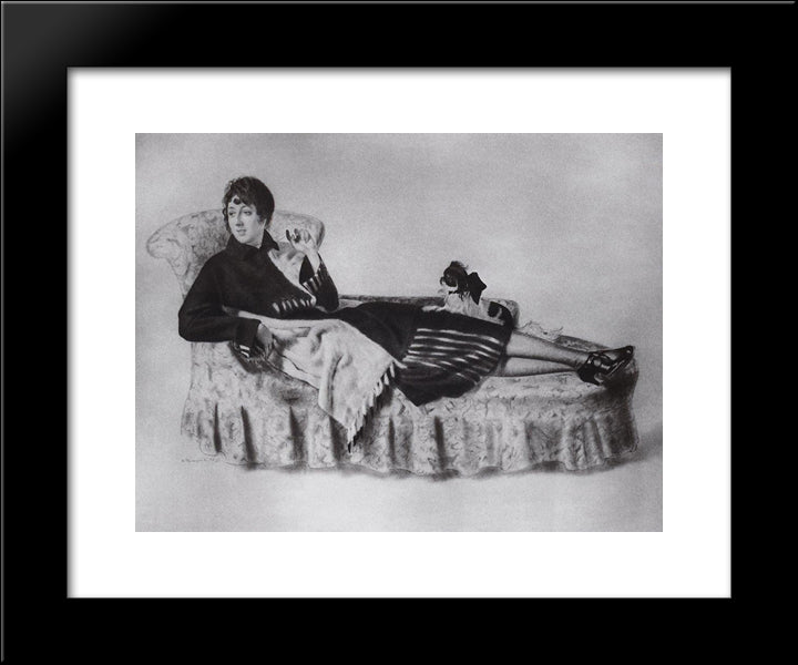 Portrait Of Maria Ryazantseva 20x24 Black Modern Wood Framed Art Print Poster by Kustodiev, Boris