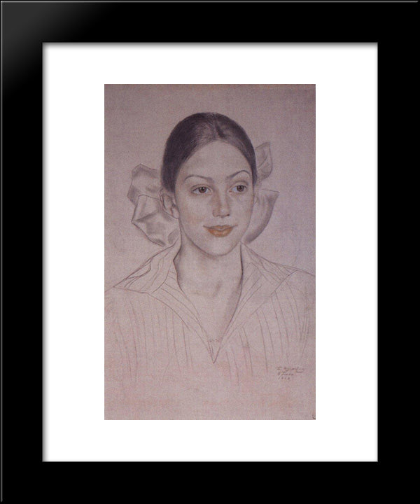 Portrait Of N.A. Kuznetsova 20x24 Black Modern Wood Framed Art Print Poster by Kustodiev, Boris