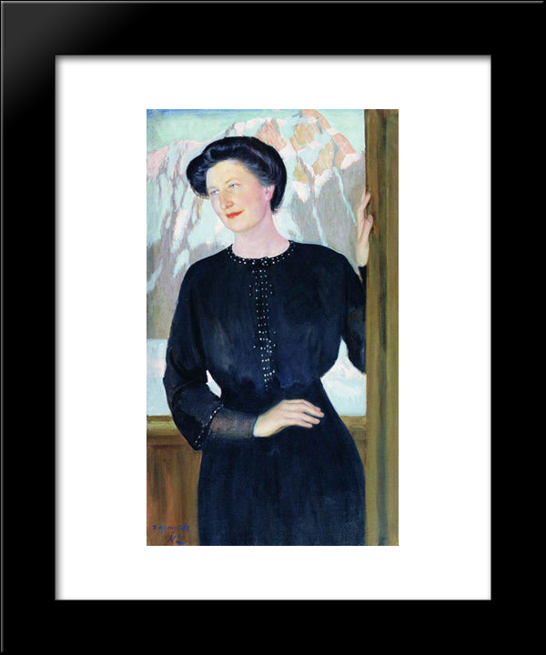 Portrait Of N.I. Zelenskaya 20x24 Black Modern Wood Framed Art Print Poster by Kustodiev, Boris