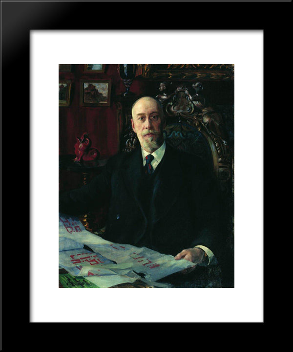 Portrait Of N.K. Von Meck 20x24 Black Modern Wood Framed Art Print Poster by Kustodiev, Boris
