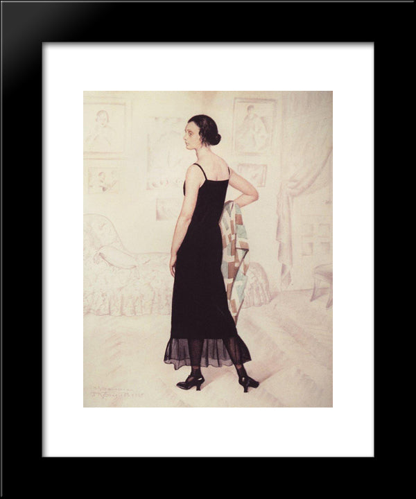 Portrait Of Natalia Orshanskaya 20x24 Black Modern Wood Framed Art Print Poster by Kustodiev, Boris