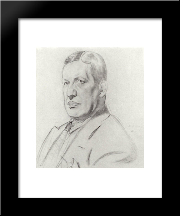Portrait Of Nikolay Monakhov 20x24 Black Modern Wood Framed Art Print Poster by Kustodiev, Boris