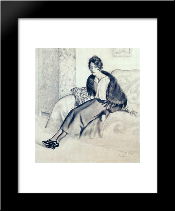Portrait Of O.P. Myasoedova 20x24 Black Modern Wood Framed Art Print Poster by Kustodiev, Boris