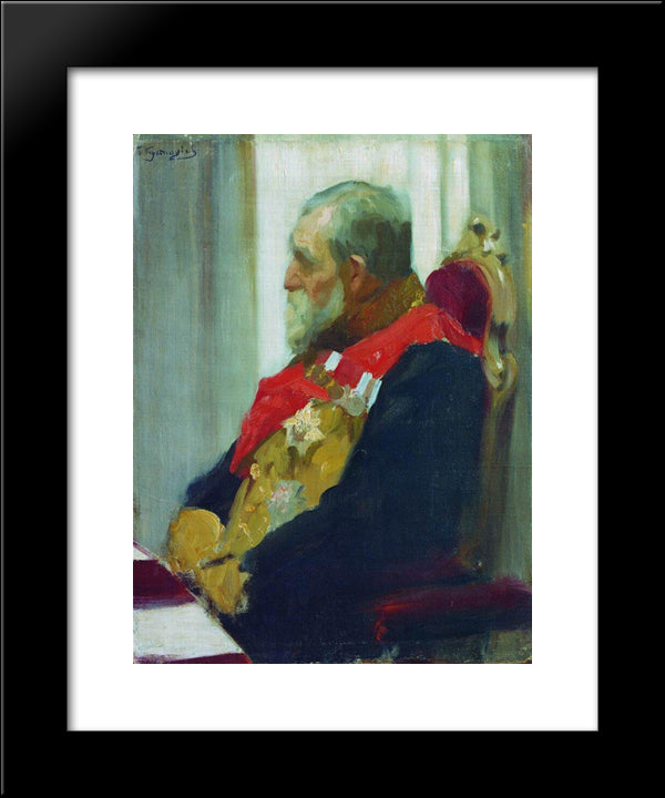 Portrait Of P. Salomon 20x24 Black Modern Wood Framed Art Print Poster by Kustodiev, Boris