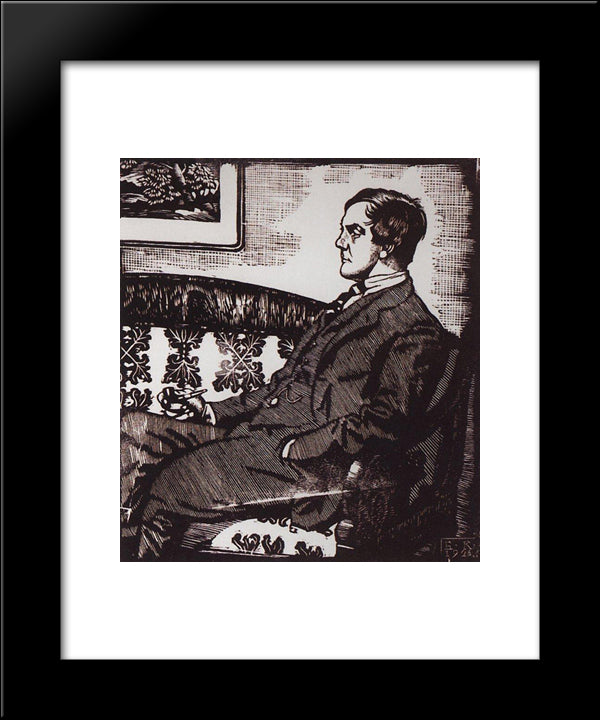 Portrait Of P.L. Kapitza 20x24 Black Modern Wood Framed Art Print Poster by Kustodiev, Boris