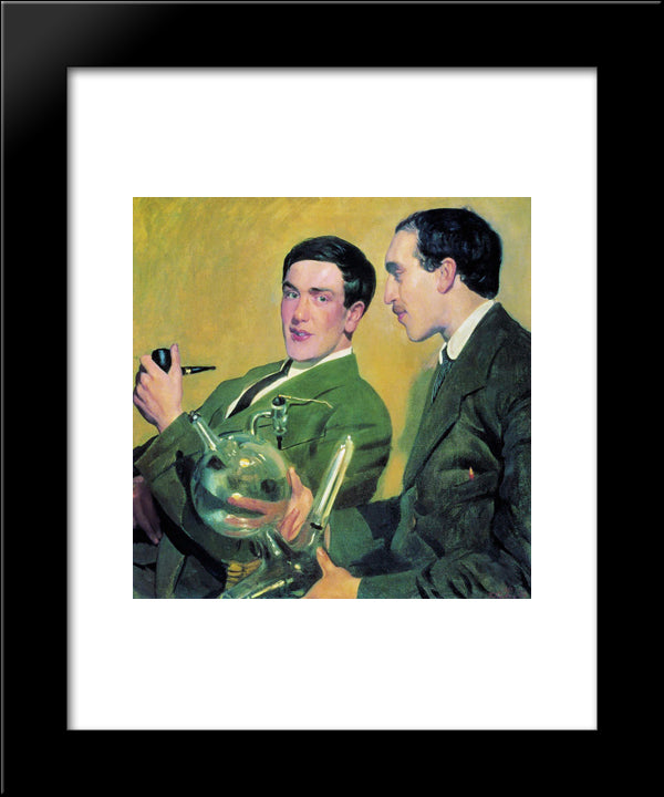 Portrait Of Peter Kapitza And Nikolai Semyonov 20x24 Black Modern Wood Framed Art Print Poster by Kustodiev, Boris
