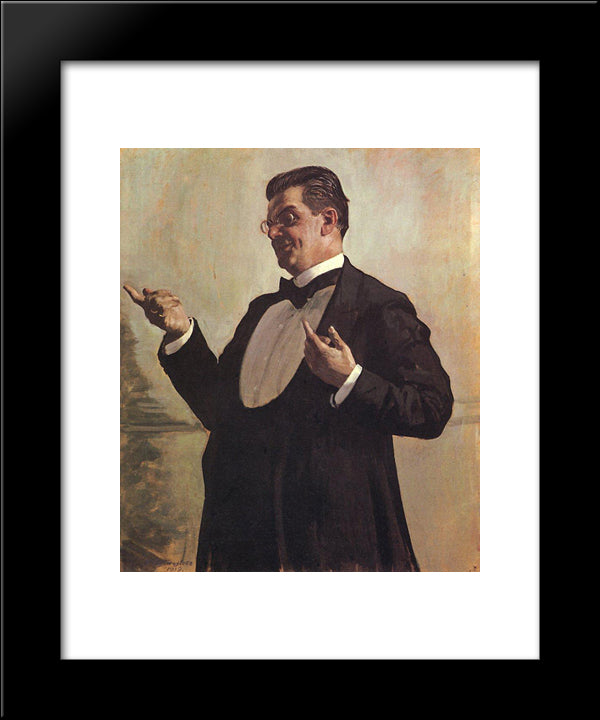 Portrait Of Russian Actor Vasily Luzhsky 20x24 Black Modern Wood Framed Art Print Poster by Kustodiev, Boris