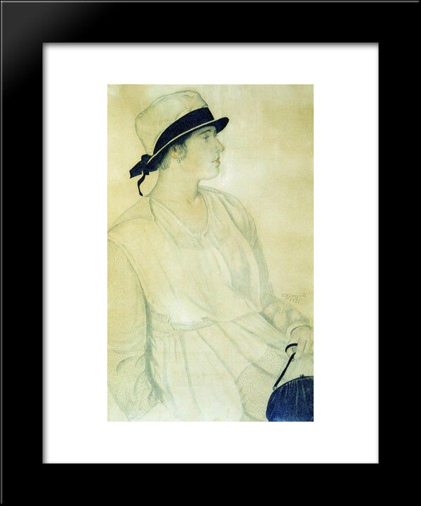 Portrait Of Shishanovskaya 20x24 Black Modern Wood Framed Art Print Poster by Kustodiev, Boris