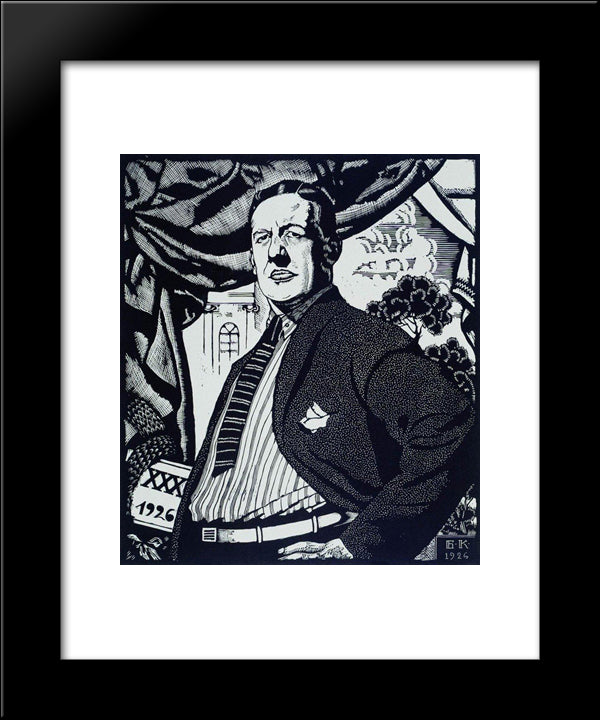 Portrait Of Soviet Actor Nikolay Monakhov 20x24 Black Modern Wood Framed Art Print Poster by Kustodiev, Boris