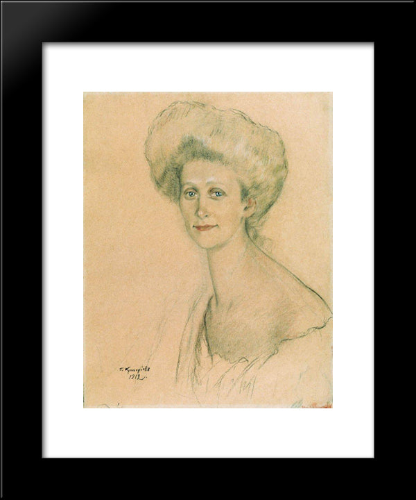 Portrait Of T.F. Davydova 20x24 Black Modern Wood Framed Art Print Poster by Kustodiev, Boris