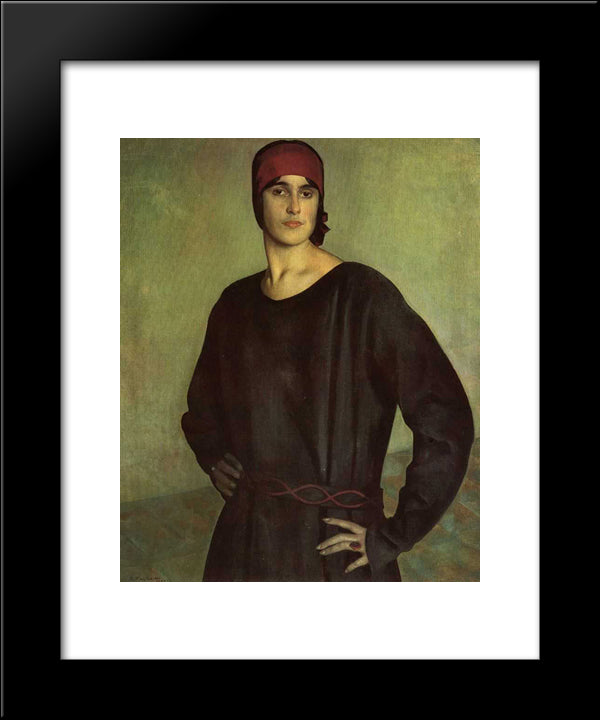 Portrait Of The Artist Tatiana Chizhova 20x24 Black Modern Wood Framed Art Print Poster by Kustodiev, Boris