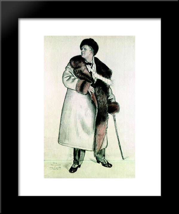 Portrait Of The Opera Singer Feodor Ivanovich Chaliapin 20x24 Black Modern Wood Framed Art Print Poster by Kustodiev, Boris