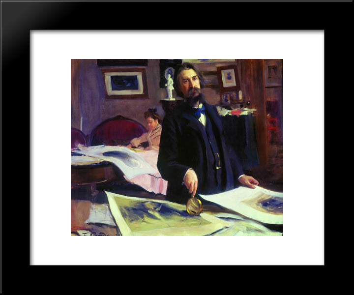 Portrait Of Vasily Vasilyevich Mate 20x24 Black Modern Wood Framed Art Print Poster by Kustodiev, Boris
