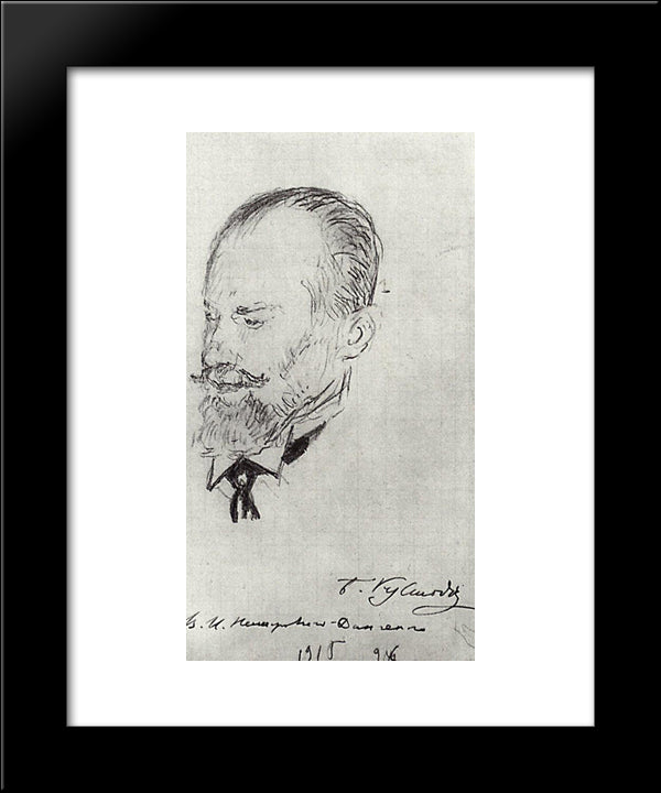 Portrait Of Vladimir Nemirovich-Danchenko 20x24 Black Modern Wood Framed Art Print Poster by Kustodiev, Boris
