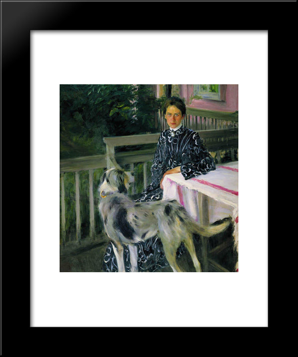 Portrait Of Yulia Yevstafievna Kustodieva, The Artist'S Wife 20x24 Black Modern Wood Framed Art Print Poster by Kustodiev, Boris