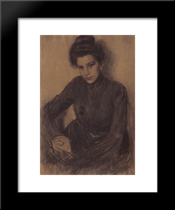 Portrait Of Z. Proshinskaya 20x24 Black Modern Wood Framed Art Print Poster by Kustodiev, Boris