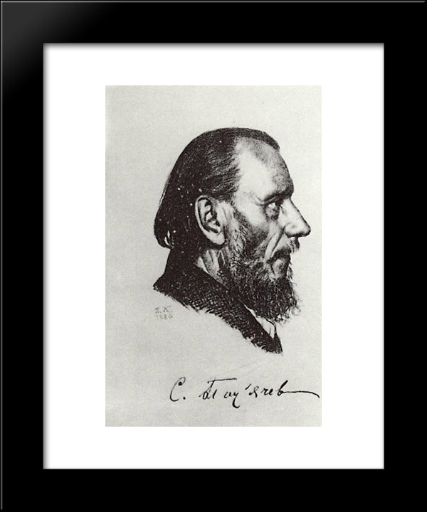 Portrait S.P. Podyachev 20x24 Black Modern Wood Framed Art Print Poster by Kustodiev, Boris