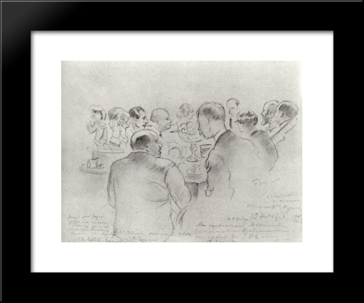 Seeing Off M.V. Dobuzhinsky In Europe 20x24 Black Modern Wood Framed Art Print Poster by Kustodiev, Boris