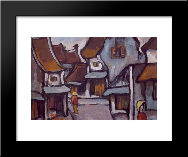 Hanoi Street, Nd 20x24 Black Modern Wood Framed Art Print Poster by Xuan Phai, Bui