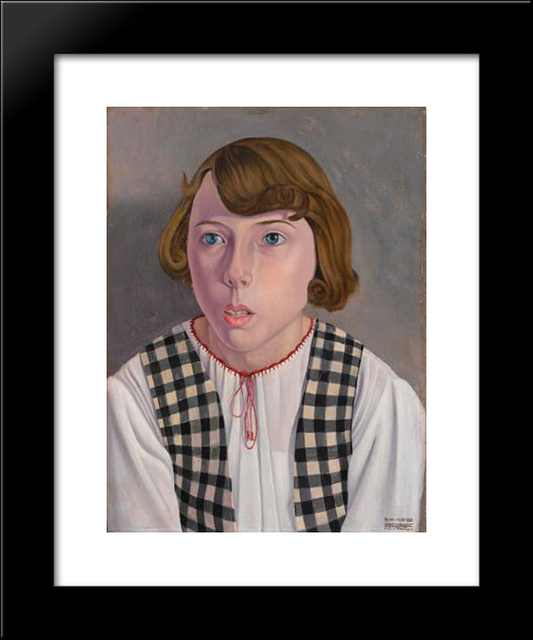 Bambina 20x24 Black Modern Wood Framed Art Print Poster by San Pietro, Cagnaccio di