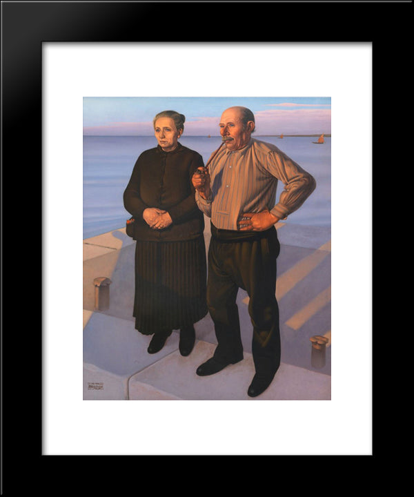 Fishermans 20x24 Black Modern Wood Framed Art Print Poster by San Pietro, Cagnaccio di