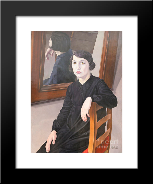 Woman At The Mirror 20x24 Black Modern Wood Framed Art Print Poster by San Pietro, Cagnaccio di