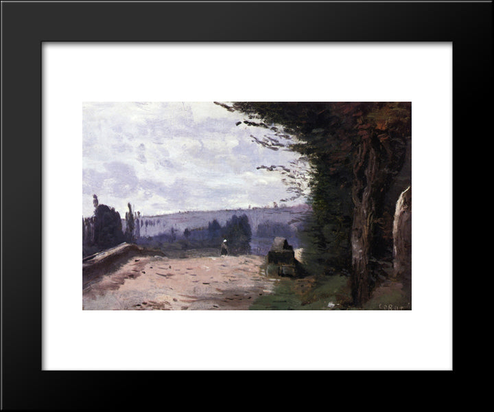 Bridge In The Coubron Valley 20x24 Black Modern Wood Framed Art Print Poster by Corot, Jean Baptiste Camille