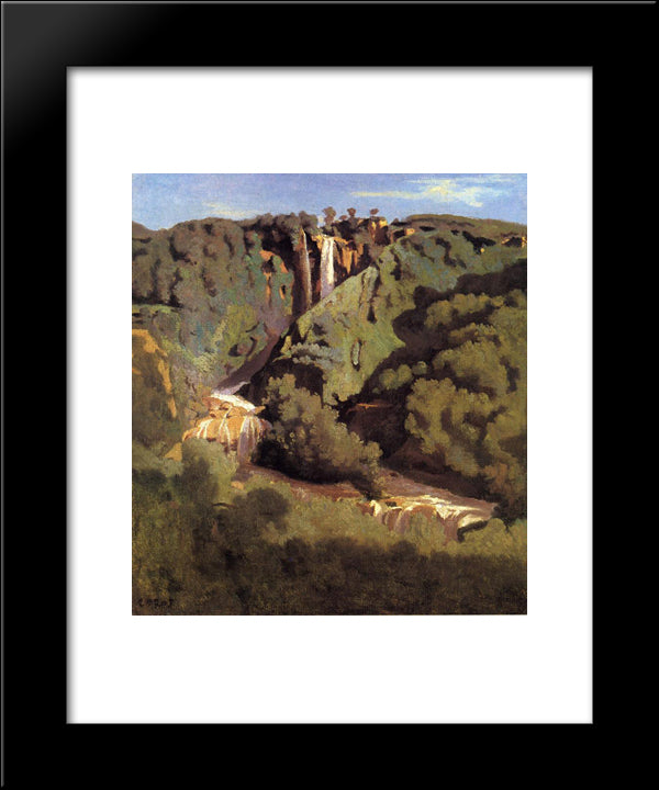 Cascade Of Terni 20x24 Black Modern Wood Framed Art Print Poster by Corot, Jean Baptiste Camille