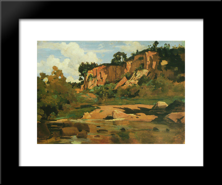 Civita Castellana 20x24 Black Modern Wood Framed Art Print Poster by Corot, Jean Baptiste Camille