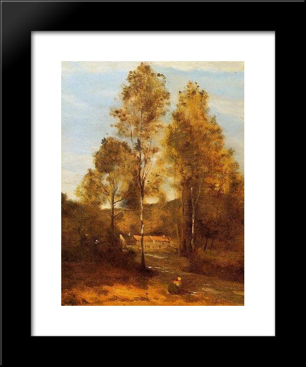 Clearing In The Bois Pierre, At Eveaux Near Chateau Thiery 20x24 Black Modern Wood Framed Art Print Poster by Corot, Jean Baptiste Camille