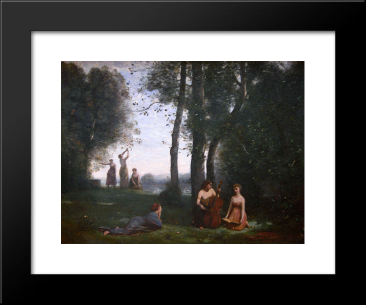 Country Concert 20x24 Black Modern Wood Framed Art Print Poster by Corot, Jean Baptiste Camille