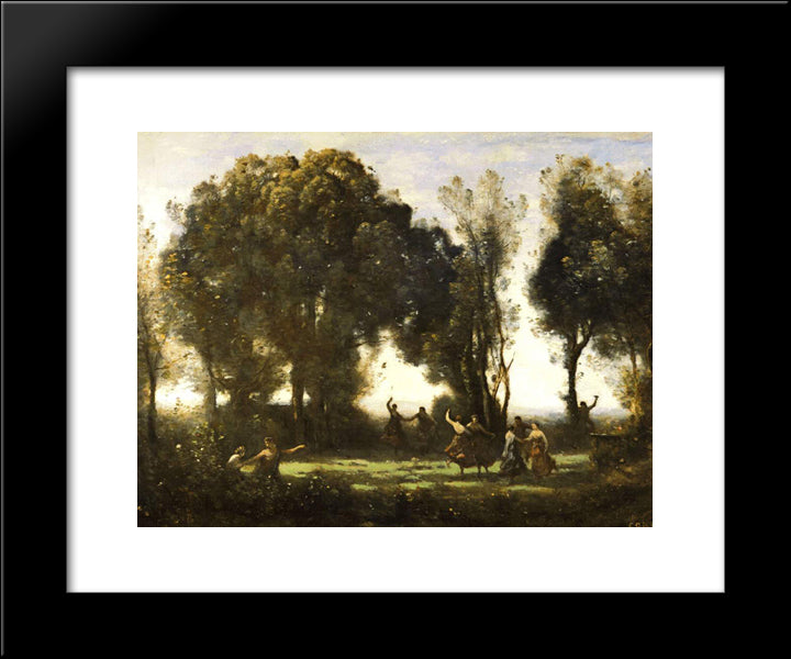 Dance Of The Nymphs 20x24 Black Modern Wood Framed Art Print Poster by Corot, Jean Baptiste Camille