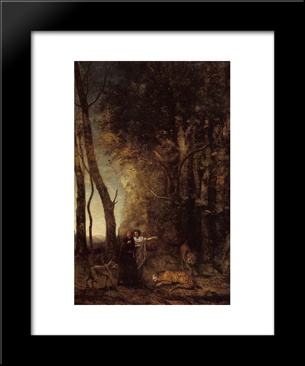 Dante And Virgil 20x24 Black Modern Wood Framed Art Print Poster by Corot, Jean Baptiste Camille